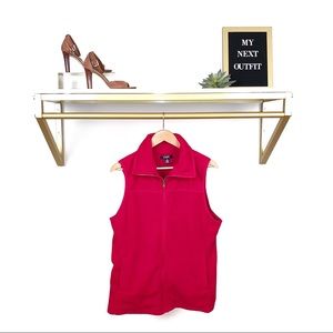 Chaps Red Fleece Zip Up Vest